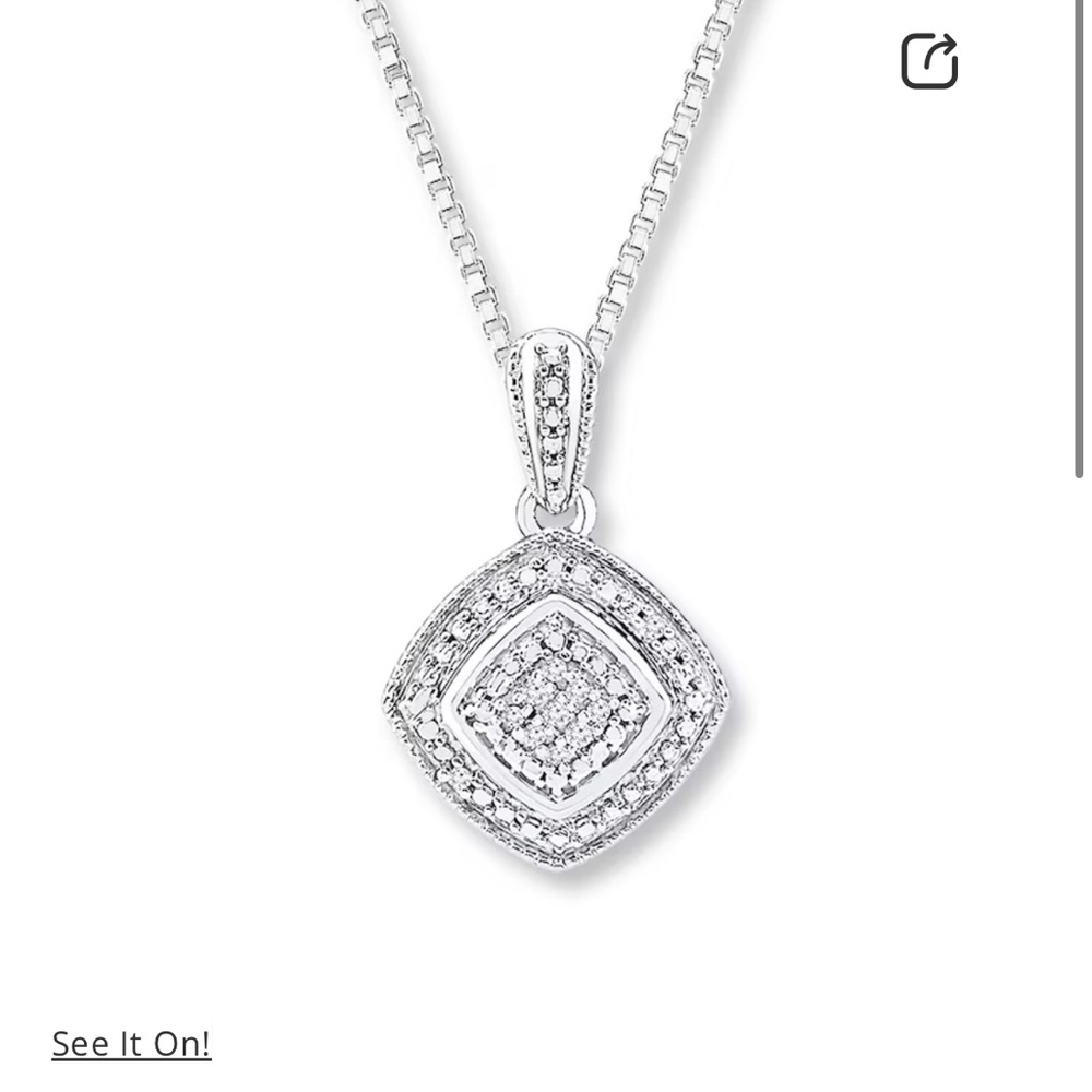 Kay Jewelers Sterling Silver Cushion-Shaped Diamond Necklace